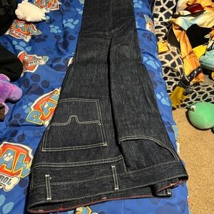 Dark Denim Jeans with Contrast Stitching